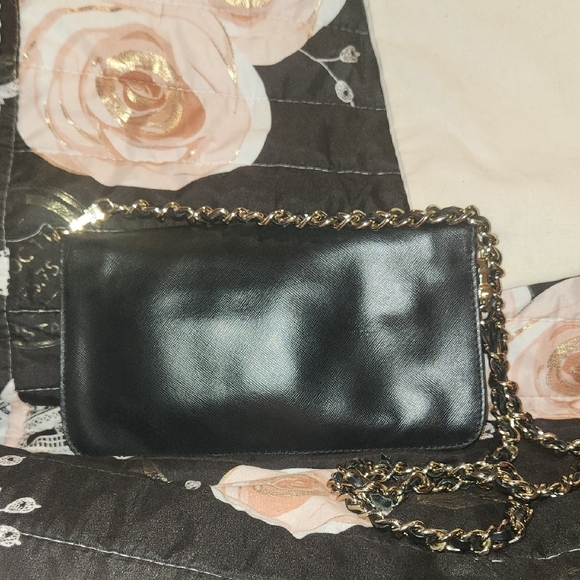 Tory Burch Black Leather Envelope Bag Clutch W/ Detachable Chain Designer READ - Picture 7 of 16